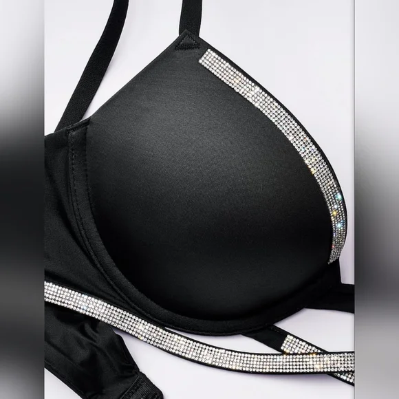 NWOT Victoria's Secret Very Sexy Shine Cradle Push-Up Bra Black Size 36C - Picture 4 of 9